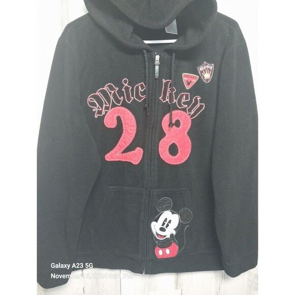 Disney Mickey Mouse Women's XL Black Fleece Full Zip Hoodie - Picture 2 of 5